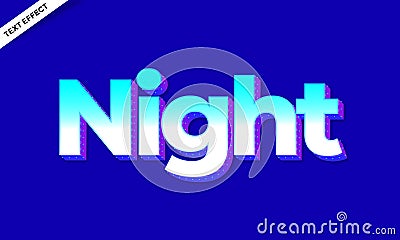 Night glow cyan abstract 3d modern text effect Vector Illustration