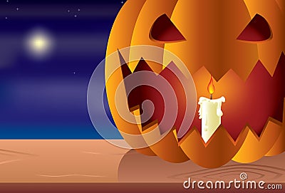 Night halloween pumpkin Vector Illustration