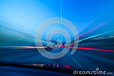 Night highway with car traffic Stock Photo