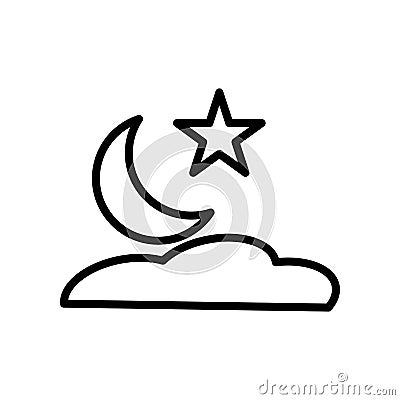 Night icon vector isolated on white background, Night sign , line and outline elements in linear style Vector Illustration