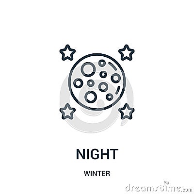 night icon vector from winter collection. Thin line night outline icon vector illustration. Linear symbol for use on web and Vector Illustration