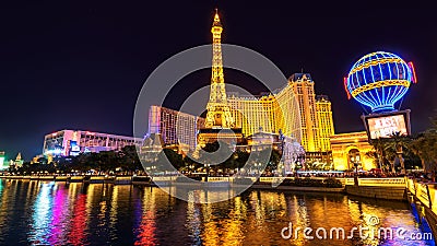 Night illumination on Las Vegas Strip, Nevada Editorial Stock Photo