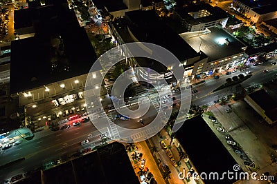 Night image Aerial Lincoln Road Stock Photo