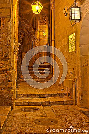 The night in Jerusalem streets Stock Photo