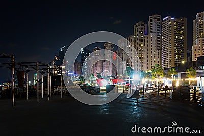 Night evening view of JBR, Dubai Editorial Stock Photo