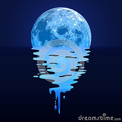 Night landscape. Moonlight path Vector Illustration