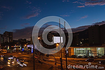 Landscape of quito ecuador skyline with cars moving Editorial Stock Photo