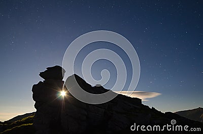 Night landscape with a rock Stock Photo