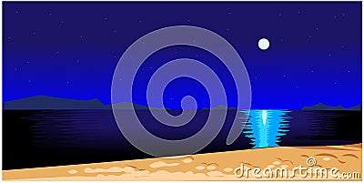 Beautiful night landscape Vector Illustration