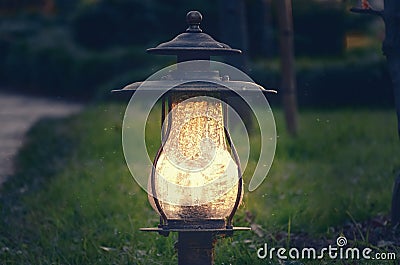 Night lantern in the garden Stock Photo