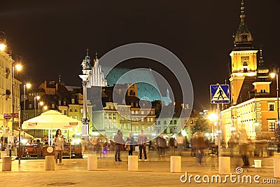 Night life in Castle Square. Warsaw. Poland Editorial Stock Photo