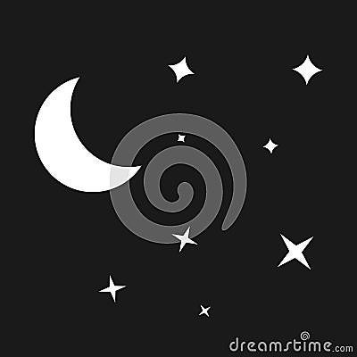 Night moon and stars. vector symbol EPS10 Stock Photo