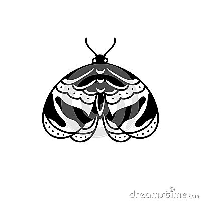 Night moth doodle icon, traditional vector illustration Cartoon Illustration