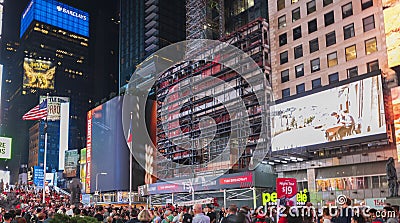 Night New York cityscape view. People on Time Square. New York. USA. Editorial Stock Photo