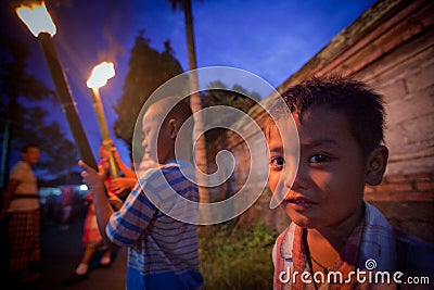 Night Nyepi - Balinese New year Editorial Stock Photo