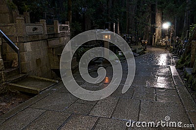 Night at Okunoin cemetery, Koya san, Japan Stock Photo