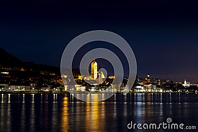 Night over Stein an der Donau. Krems an der Donau. Federal state of Lower Austria Stock Photo