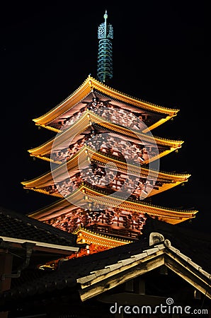 Night Pagoda Stock Photo