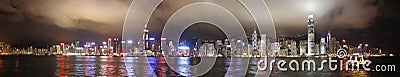 Night Panorama of Victoria Harbor Hong Kong Editorial Stock Photo