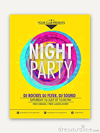 Night Party celebration Flyer or Banner. Stock Photo