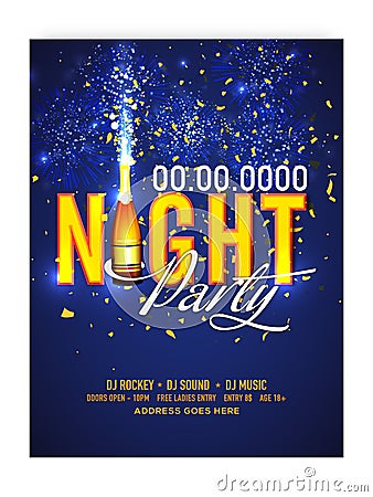 Night Party Template, Banner or Flyer design. Stock Photo