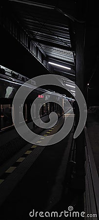 Night passenger train in java indonesia Stock Photo