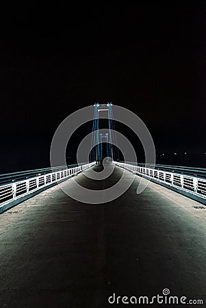 Night pedestrian bridge Stock Photo