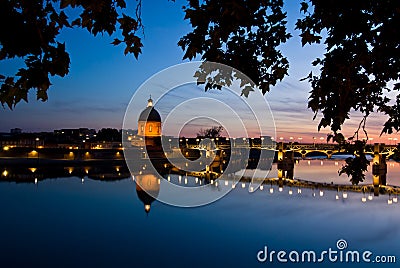 The night piece of Garonne river Stock Photo