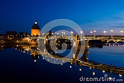 The night piece of Garonne river Stock Photo