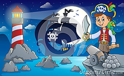 Night pirate scenery 7 Vector Illustration