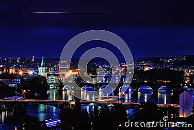 Night Prague Editorial Stock Photo