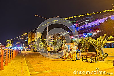 The night promenade in Alanya Editorial Stock Photo