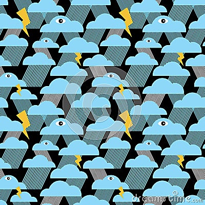 Night rain seamless pattern. Vector Illustration