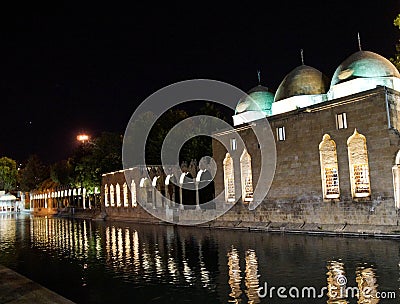Night reflections of Halil Rahman Cami Stock Photo