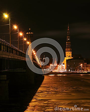 Night Riga, Latvia Stock Photo