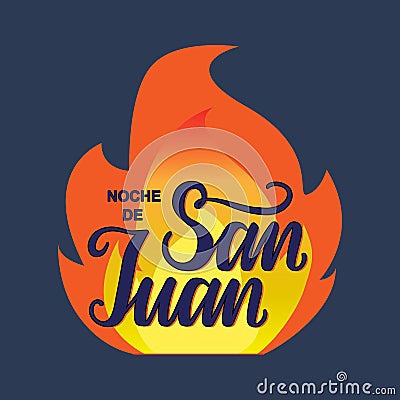 Night of Saint John in Spanish language Vector Illustration