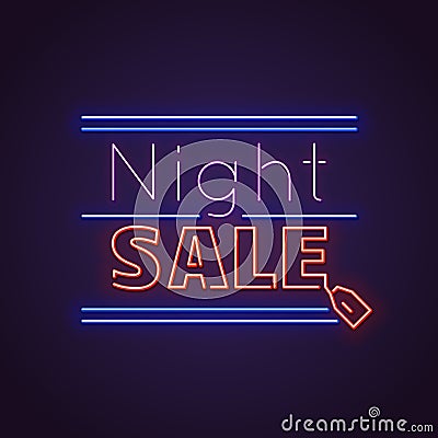 Night sale neon sign Vector Illustration
