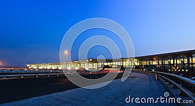 The night scence of shenyang taoxian airport Stock Photo