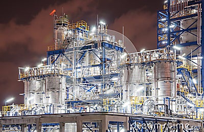 Night scene of chemical plant Stock Photo