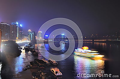 Night Scene of Chongqing port Editorial Stock Photo