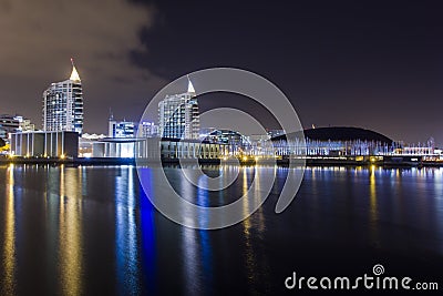 Night scene of Parque Expo in Lisbon Editorial Stock Photo