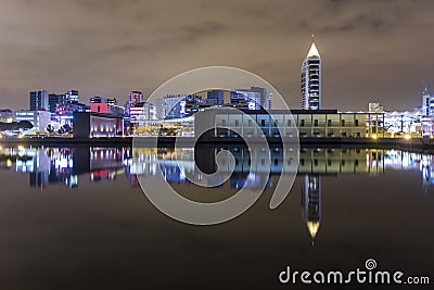 Night scene of Parque Expo in Lisbon Editorial Stock Photo