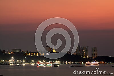 Night scene at Pattaya city Stock Photo