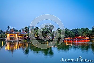 Night scene of Taichung in zhongshan park Stock Photo