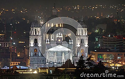 Night scene of Toluca mexico cathedral Stock Photo