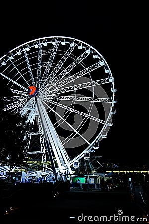 Night Scene of the Wheel of Brisbane Photo is taken on March 1, 2019. Editorial Stock Photo