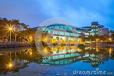 night scene of xin zhuang arena in taipei Stock Photo