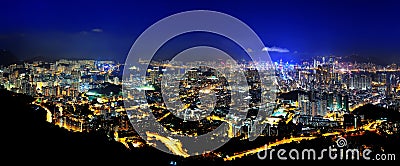 Night scenes of Hong Kong panoramic Stock Photo