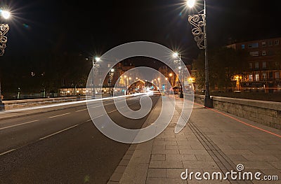 Night scenes of Toulouse archtitecture, bridges and streets. Editorial Stock Photo