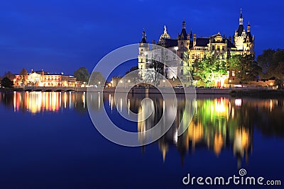 Night in Schwerin Stock Photo